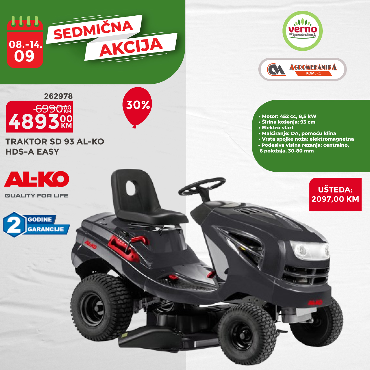 Verno by Agromehanika SEDMIČNA AKCIJA 8-14.9.2025.