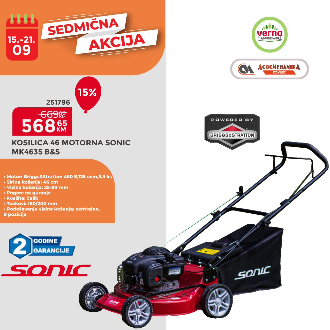 Verno by Agromehanika SEDMIČNA AKCIJA 15-21.9.2025.