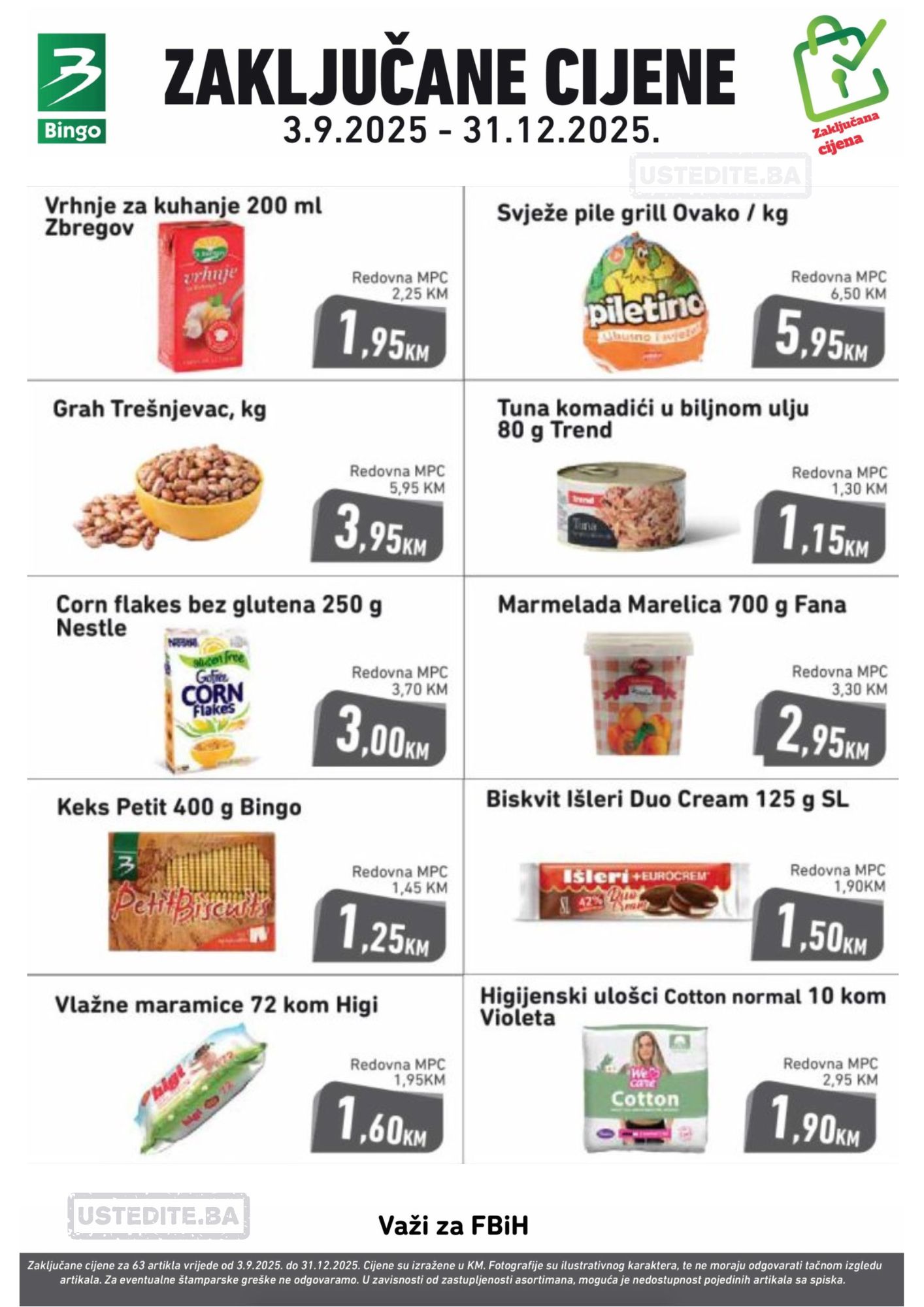 Bingo ZAKLJUČANE CIJENE 1.9-31.12.2025.