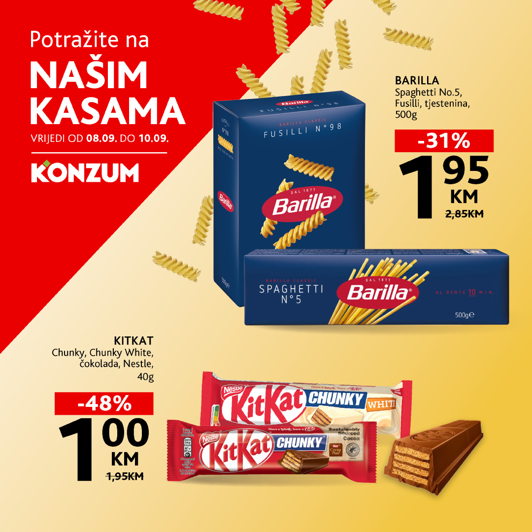 Konzum AKCIJA NA KASAMA 8-10.9.2025.