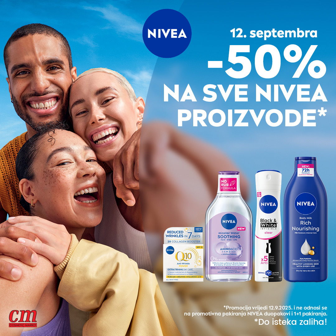 CM NIVEA asortiman snižen 50% samo 15.9.2025. 