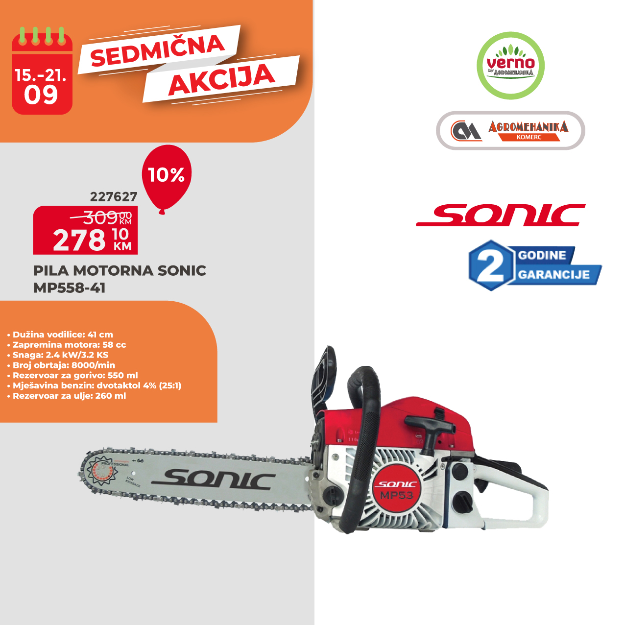 Verno by Agromehanika SEDMIČNA AKCIJA 15-21.9.2025.