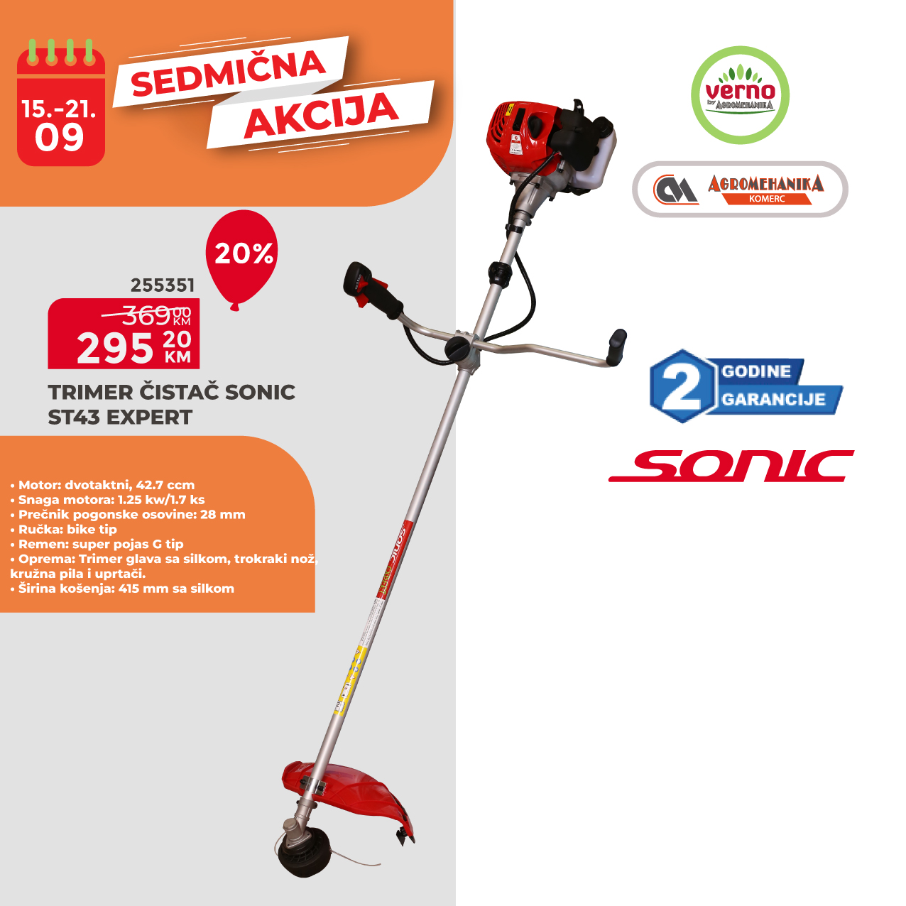 Verno by Agromehanika SEDMIČNA AKCIJA 15-21.9.2025.