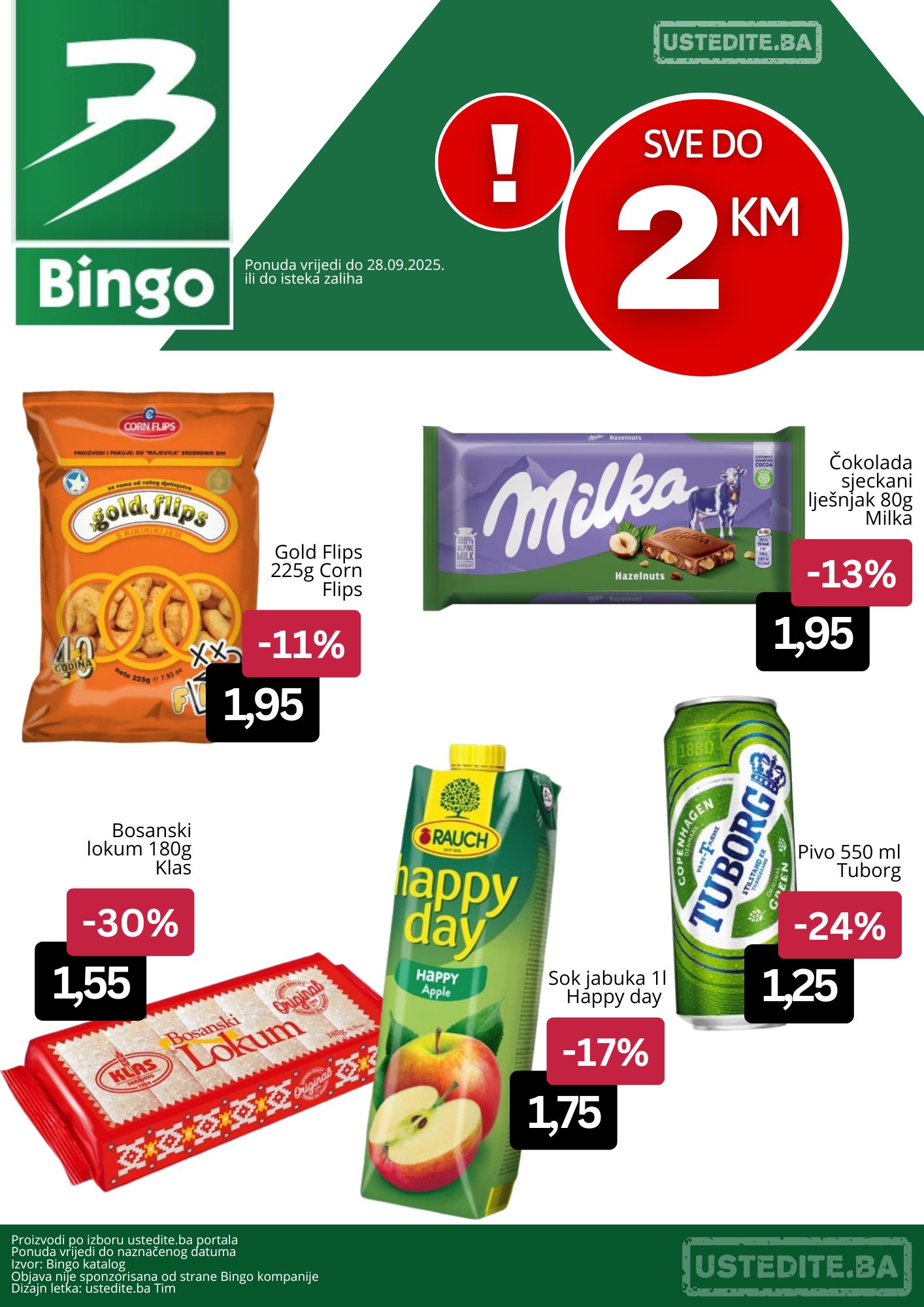 Bingo akcija SVE DO 2 KM - sniženje do 28.9.2025.