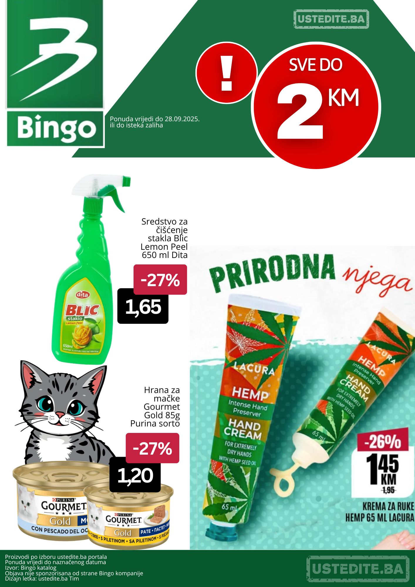 Bingo akcija SVE DO 2 KM - sniženje do 28.9.2025.