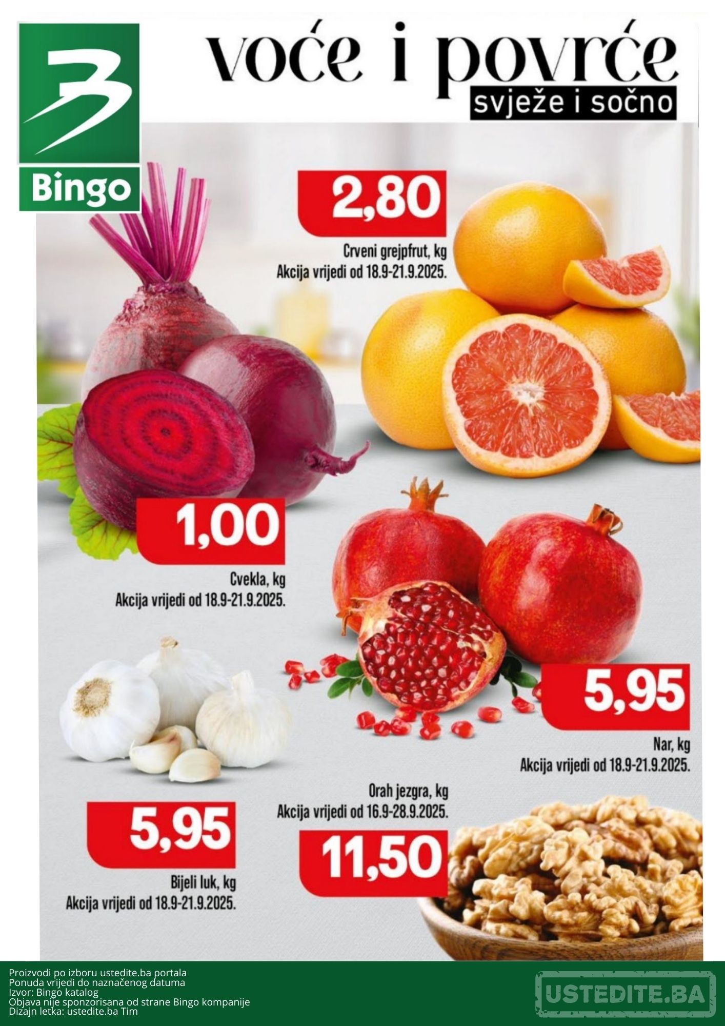 Bingo akcija VOĆE I POVRĆE 18-21.9.2025. 