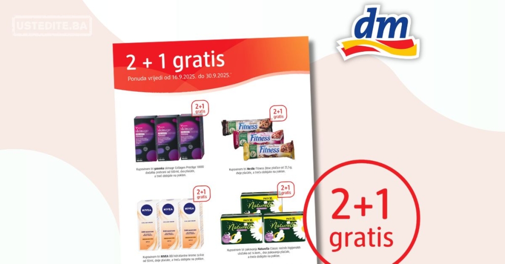 dm 2+1 GRATIS – akcija do 30.9.2025.