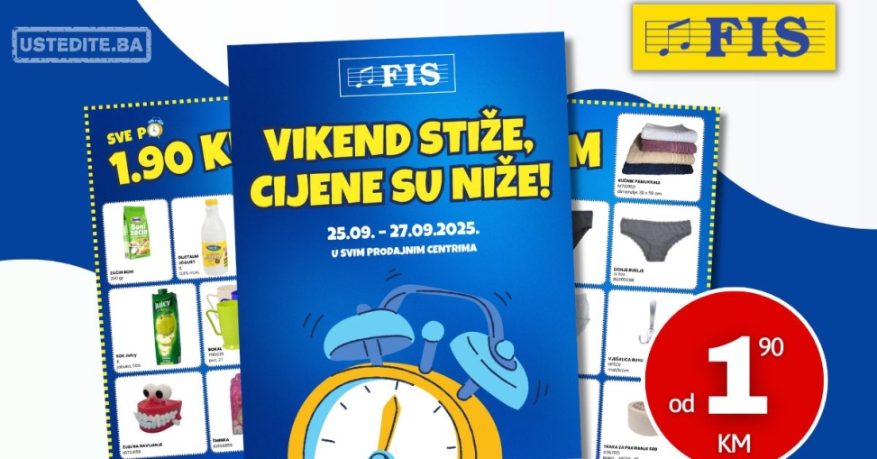 Fis vikend akcija VEĆ OD 1,90 KM – 25-27.9.2025.
