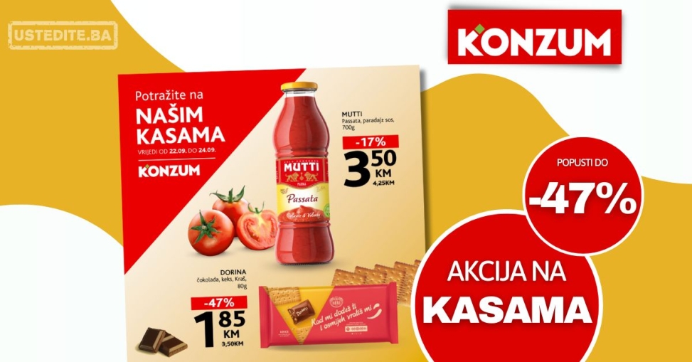 Konzum AKCIJA NA KASAMA 22-24.9.2025.