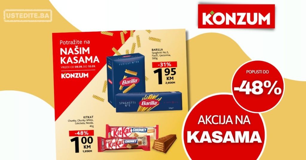 Konzum AKCIJA NA KASAMA 8-10.9.2025.