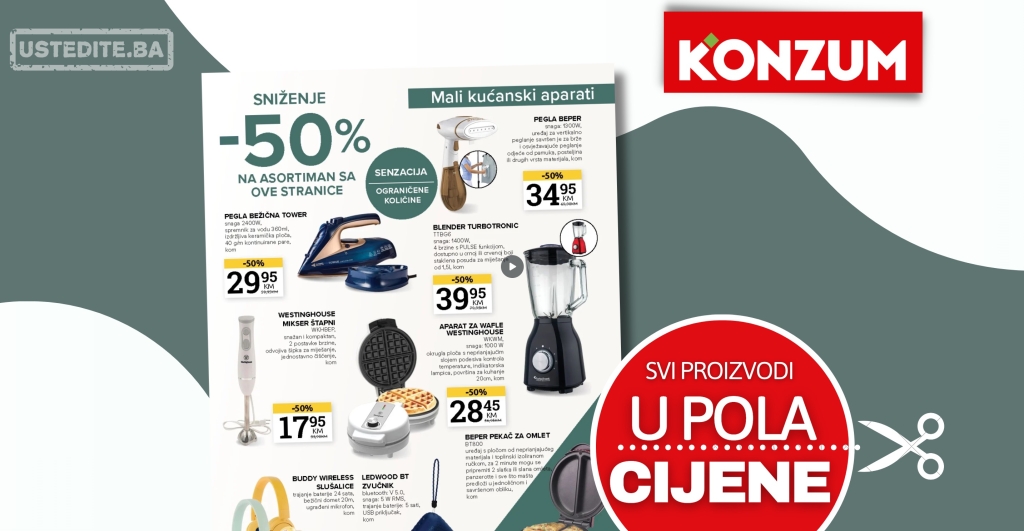 Konzum Mali kućanski aparati SNIŽENI 50% - ograničene količine 16-29.6.2025.