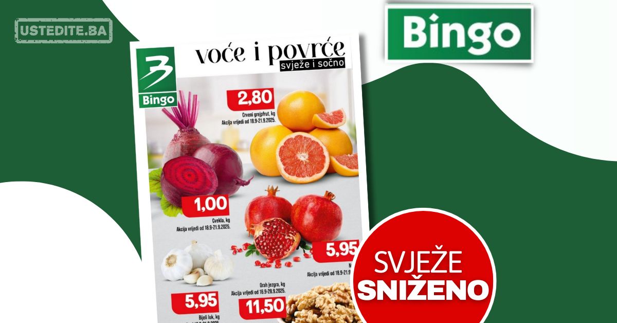 Bingo akcija VOĆE I POVRĆE 18-21.9.2025.