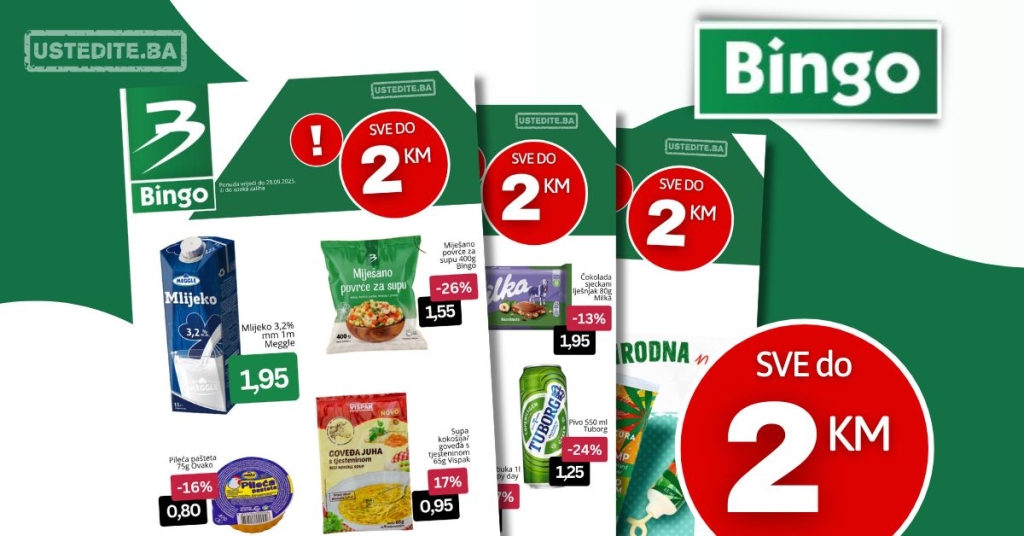 Bingo akcija SVE DO 2 KM - sniženje do 28.9.2025.