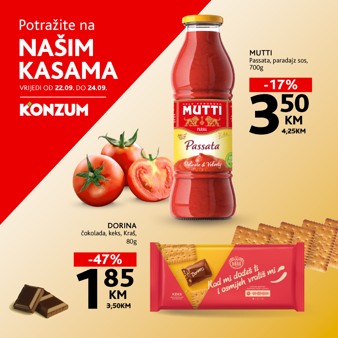 Konzum AKCIJA NA KASAMA 22-24.9.2025.