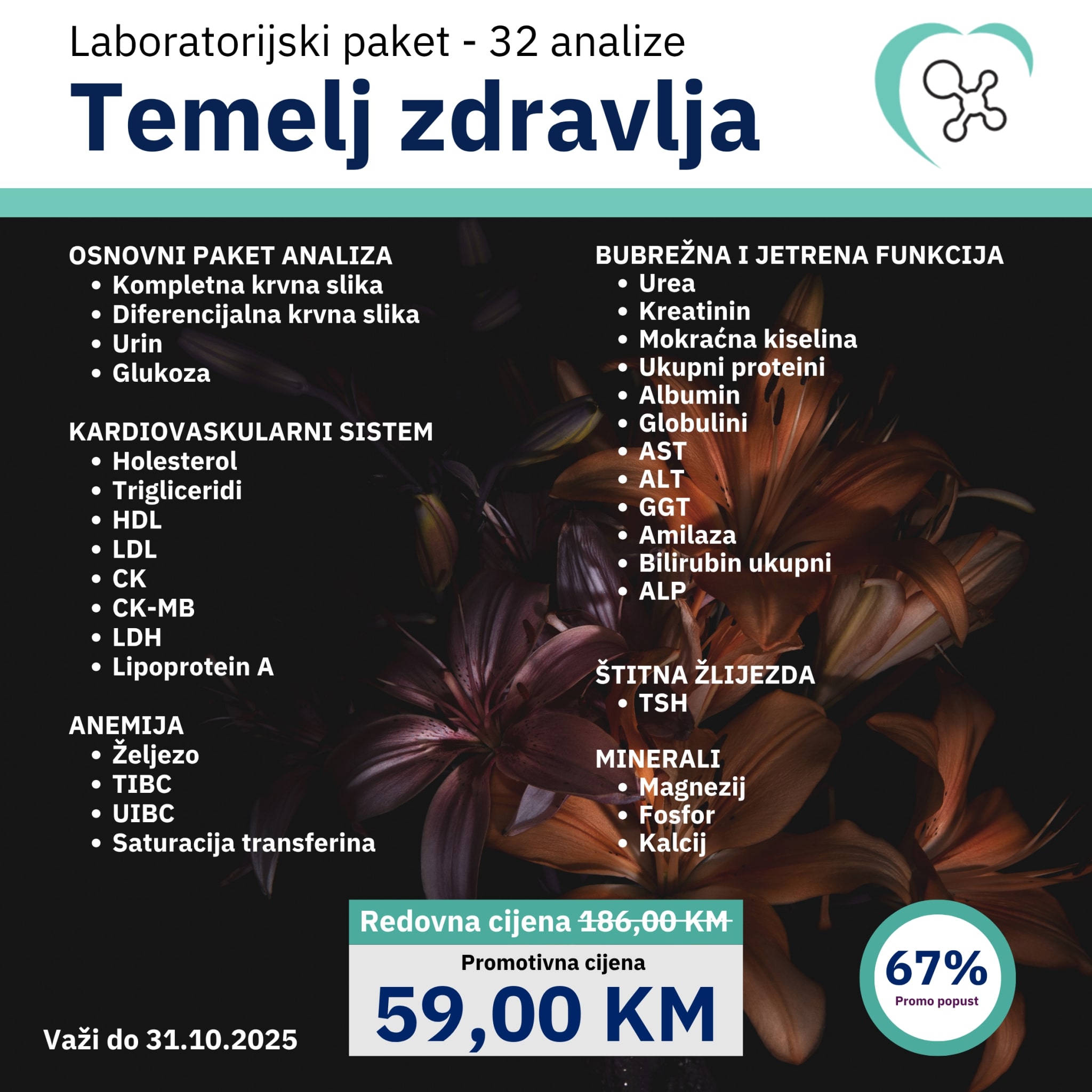 Atrijum laboratorije – Promo paket za zdravlje po akcijskoj cijeni - oktobar 2025. 