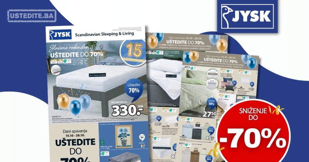 Jysk katalog UŠTEDITE DO 70% 15-28.10.2025.
