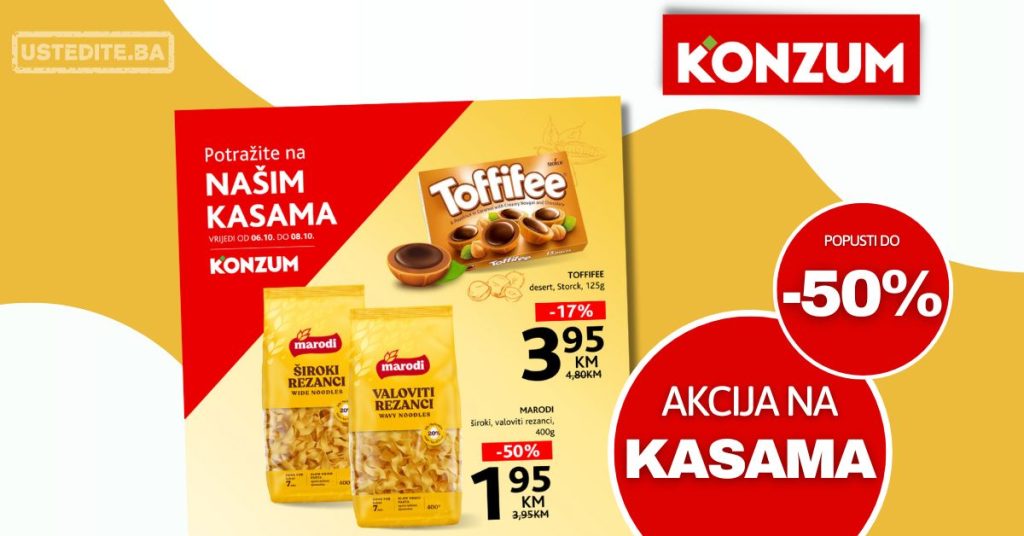 Konzum AKCIJA NA KASAMA 6-8.10.2025.