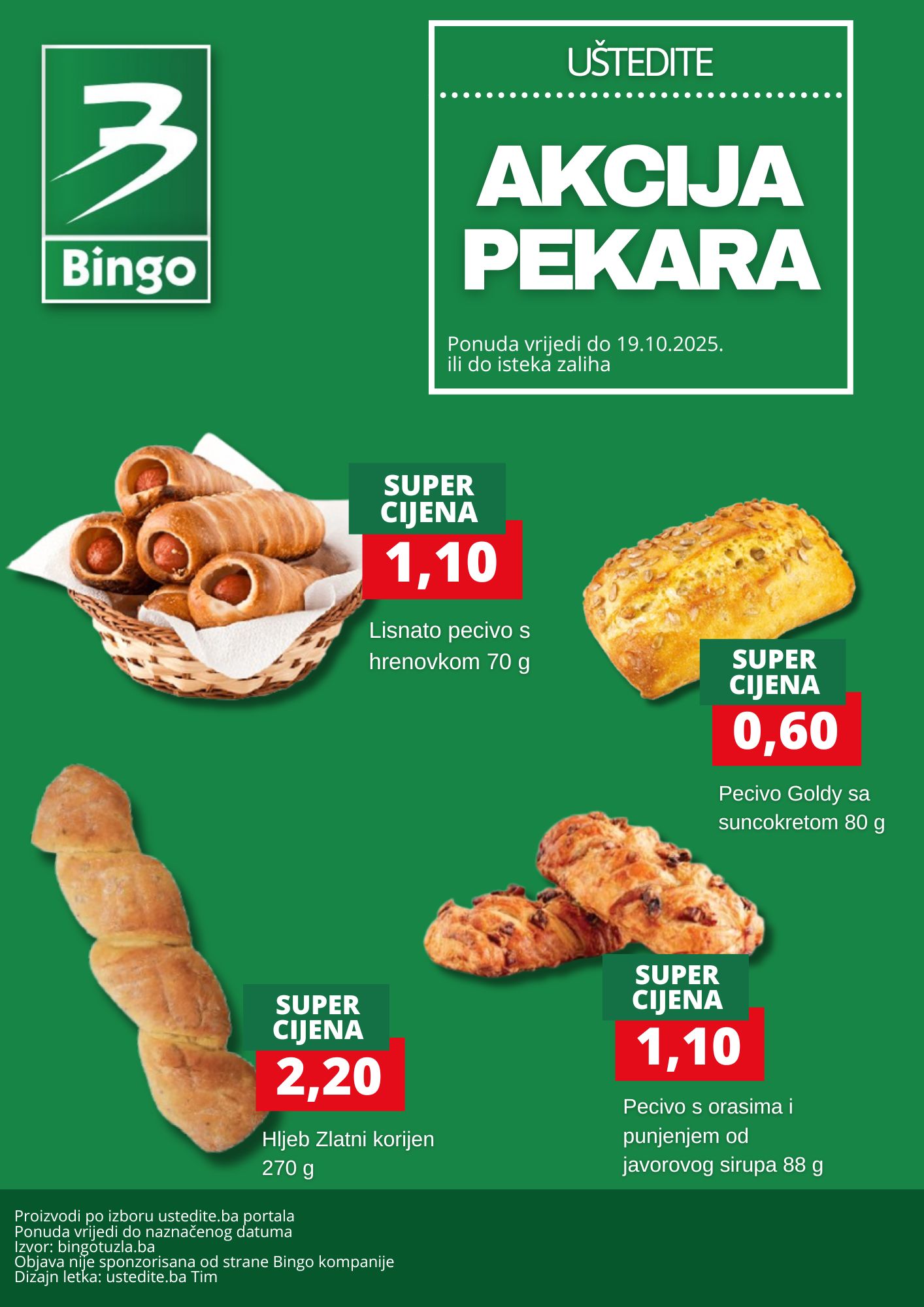 Bingo akcija PEKARA - sniženje do 19.10.2025. 