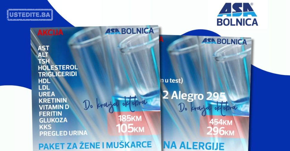 ASA bolnica AKCIJSKE CIJENE LABORAORIJSKIH USLUGA - oktobar 2025.
