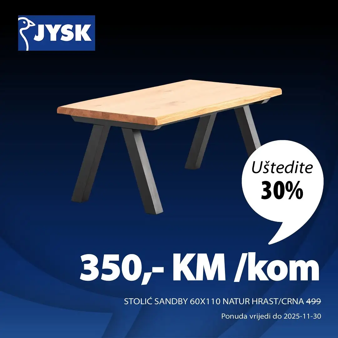 Jysk BLACK FRIDAY SNIŽENJE DO 70% akcija do 30.11.2025.