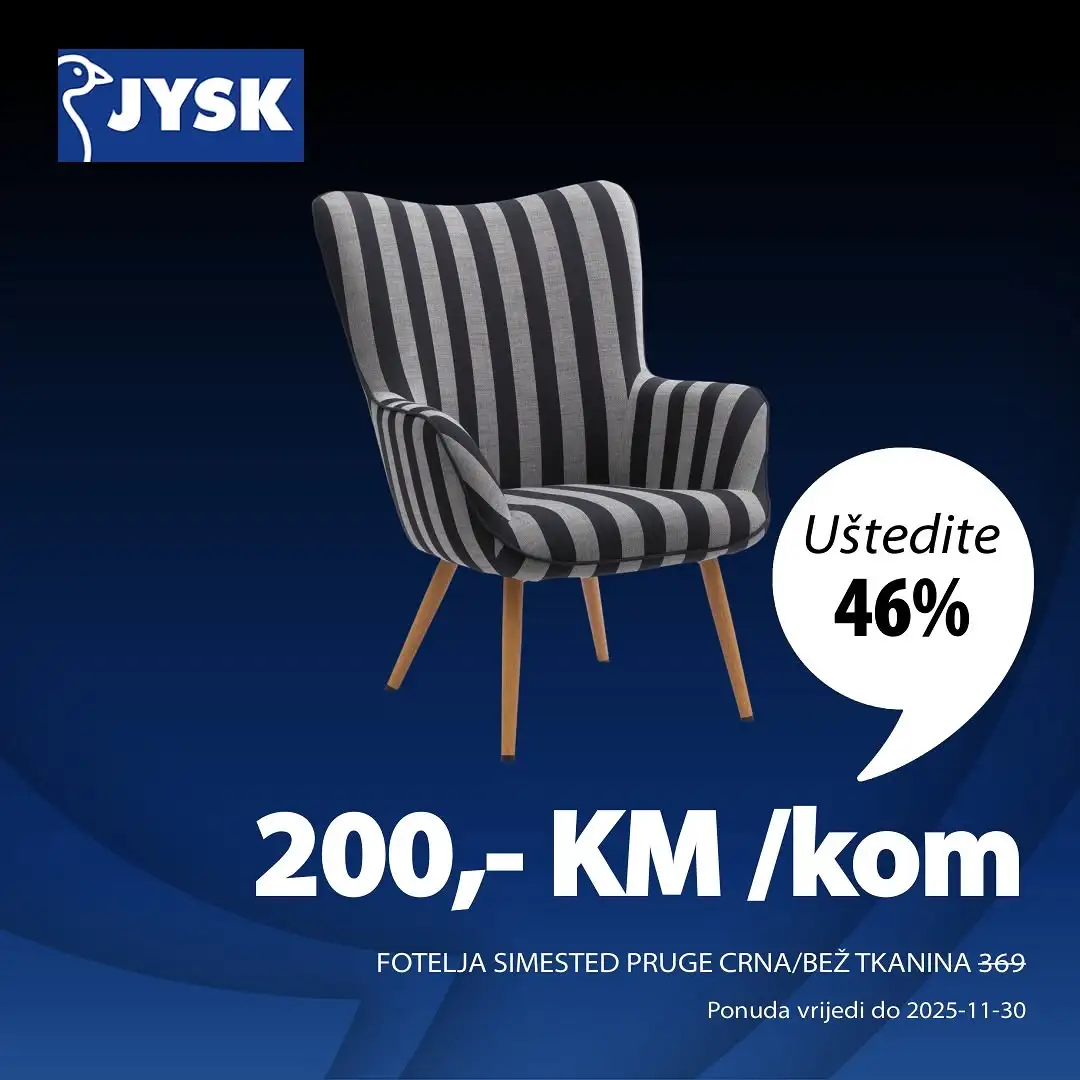 Jysk BLACK FRIDAY SNIŽENJE DO 70% akcija do 30.11.2025.