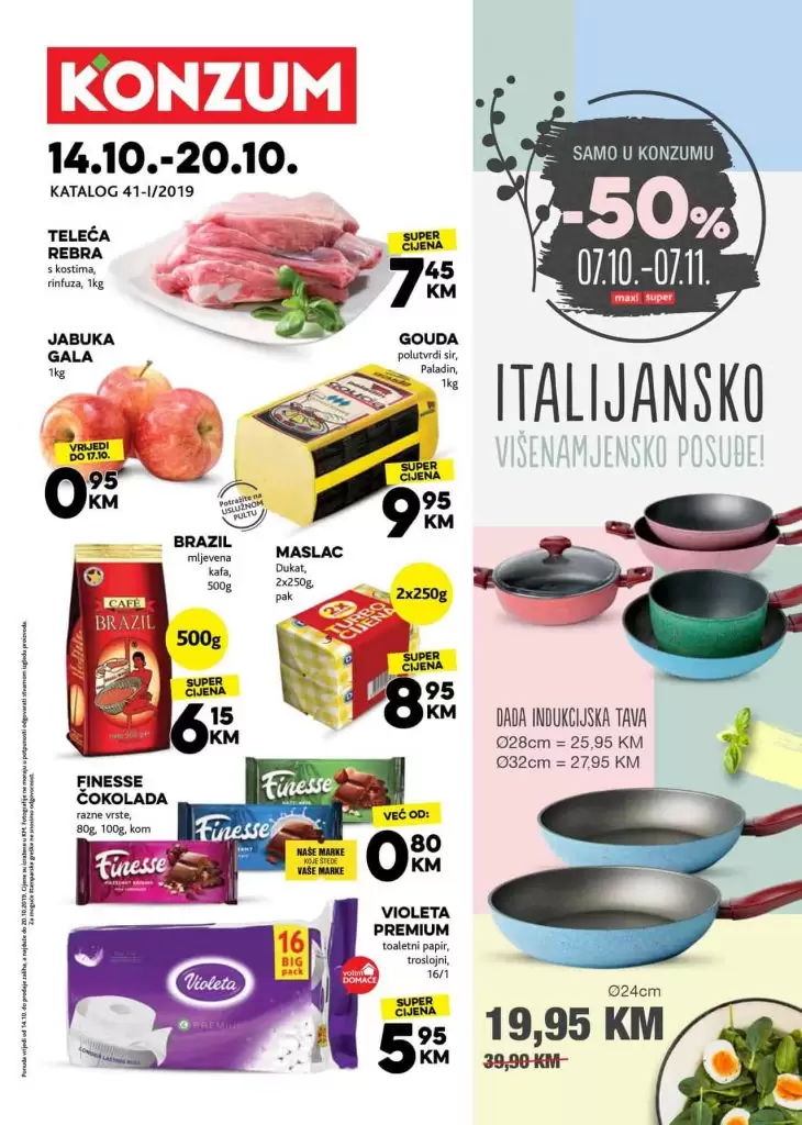 konzum super akcija. italijankso posudje snizeno 50%