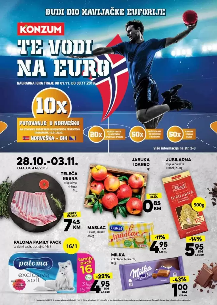 konzumov novi akcijski katalog. Konzum vs vodi na euro u novresku.