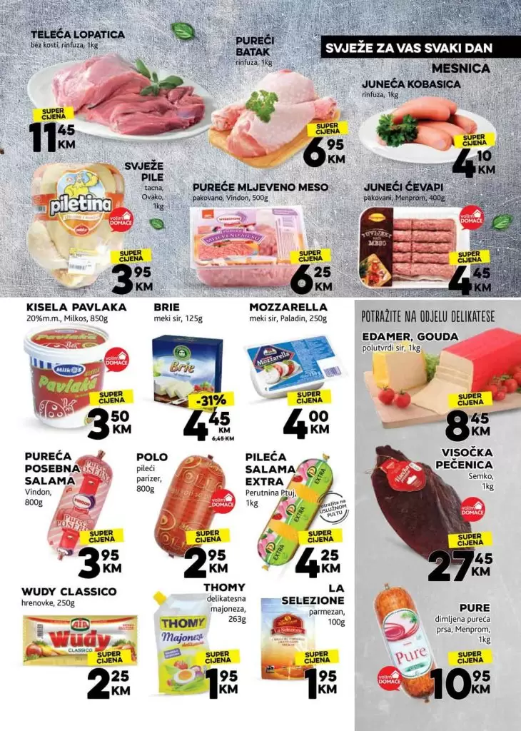 super snizenje u konzumovim trgovinama. mlijecni proizvodi na akciji.