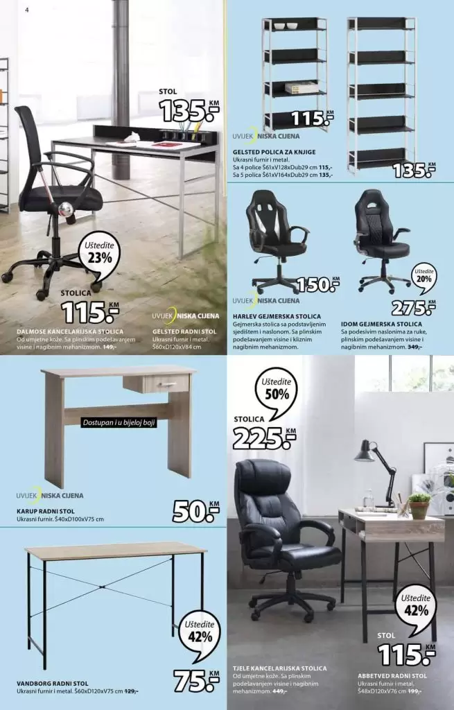 kancelarijski namjestaj, stolovi i stolice kupit po super cijenama u jysk trgovinama