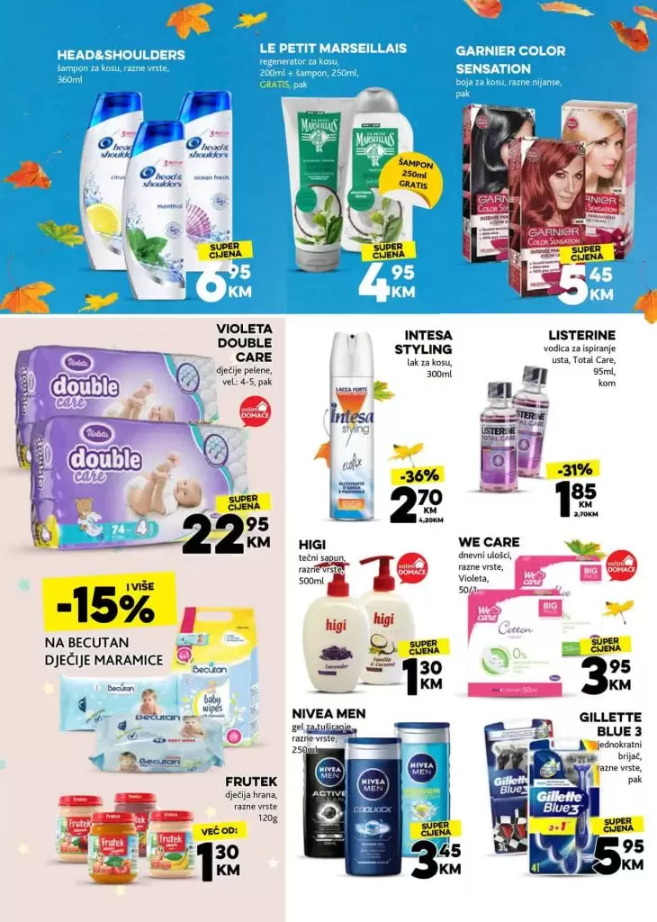 violeta bebi pelene su na akciji. sampon, farba garnier color sensational je na akciji u konzumu.