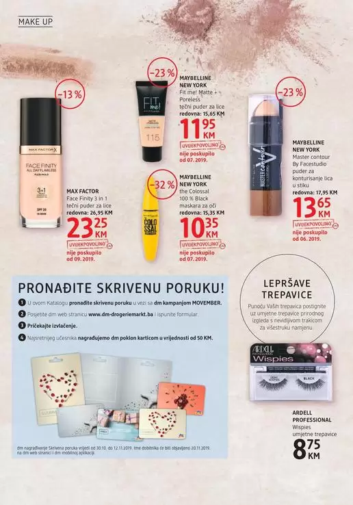 dekorativna kozemtika, make up na snizenju u dm-u. akcijski katalog je tu