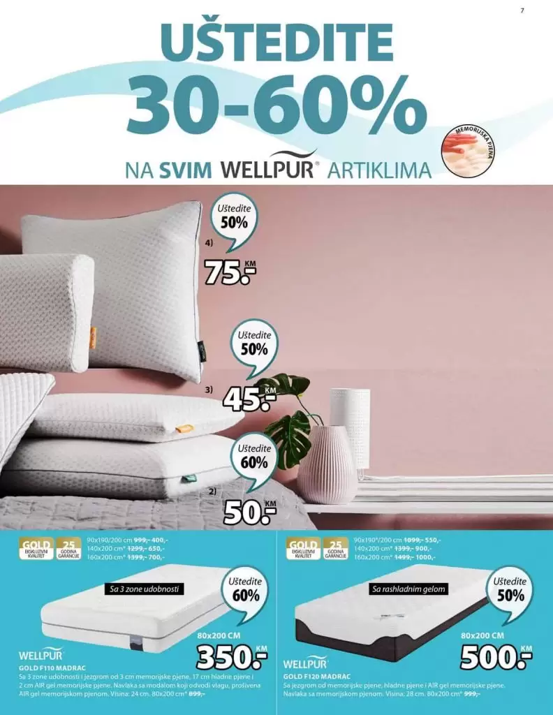 Jysk akcijski katalog sniženje wellpur madrac