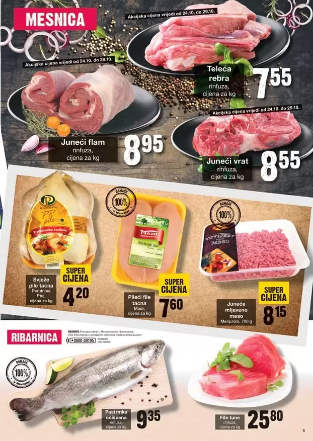 mercator akcijski katalog. svjeze meso, piletina, ovako, semic, perutnina ptuj. madi.