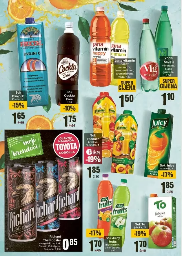 mercator akcijski katalog sokovi na snizenju. fructal, juicy. To.