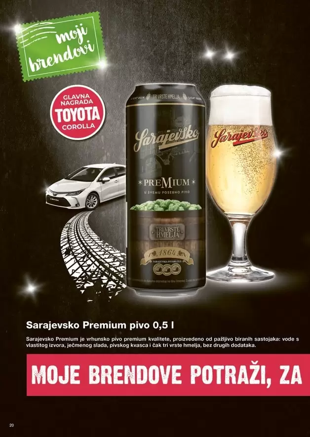 sarajevsko pivo. nagradna igra. osvoji tojotu. mercator akcijski katalog