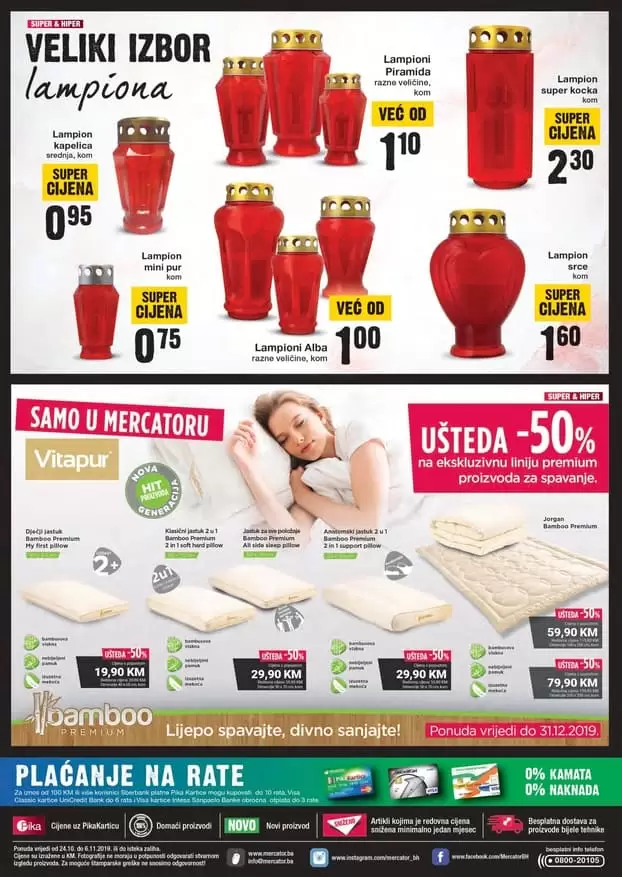mercator akcijski katalog lampinjoni. usteda 50% na vitapur jastuke