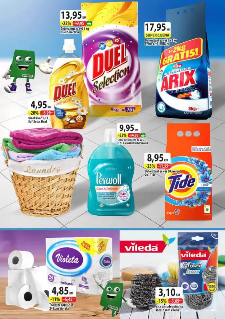 Bingo, super akcija. hemija na snizenju. Duel, Arix, Tide, perwoll, Violeta