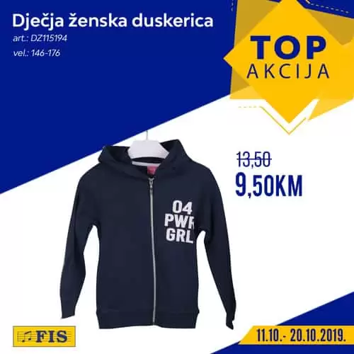 zenska dukserica djecija samo 9,50 KM