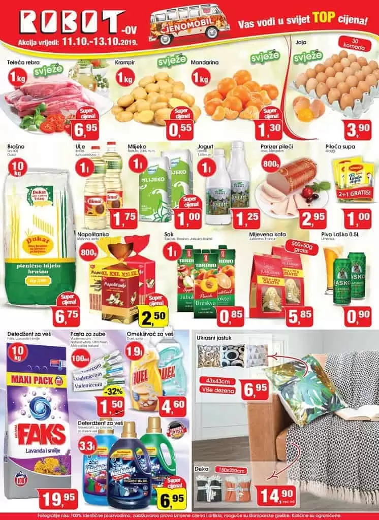 prehrana Robotov cjenomobil Vam donosi veliku vikend akciju Akcija vrijedi od 11.10. do 13.10. godine