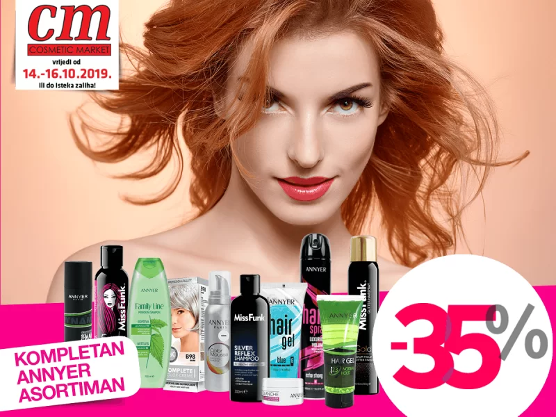 Kozmetička kuća Annyer prisutna je na tržištu već gotovo 40 godina s proizvodnim programom kozmetičkih proizvoda namijenjenih širokoj potrošnji i profesionalnoj uporabi u frizerskim salonima. ?‍♀️ Koji vi proizvod birate? -35% kompletan Annyer asortiman! Potražite u navedenom periodu u cm-u!