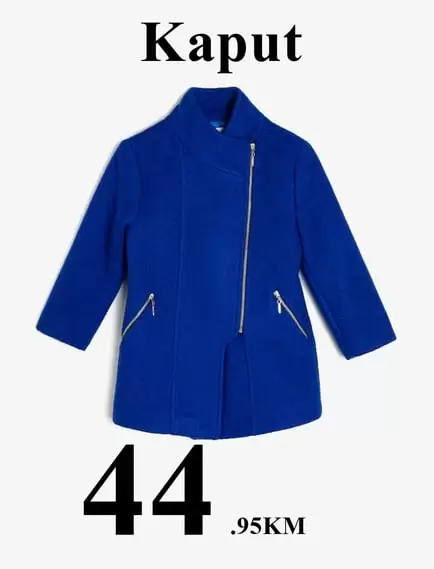 zenska kolekcija koton kaput. kraljevsko plava boja.