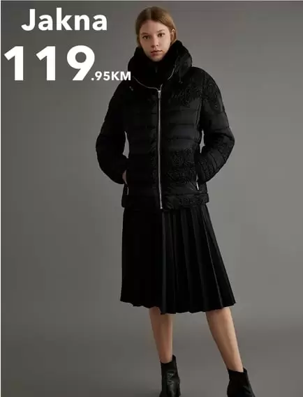 zenska kolekcija koton jakna, duga crna.