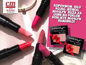 Moderne Snjeguljice!  Sve što nam treba ove sezone jesu putene usnice koje ćemo obojiti u blijedo-ružičastu kao i rumeni obrazi moderne Snjeguljice!  S ovim look-om, svakog princa ćemo baciti na koljena! Kupovinom bilo kojeg jednog MISSLYN ruža za usne na poklon cm dodjeljuje MISSLYN rumenilo!