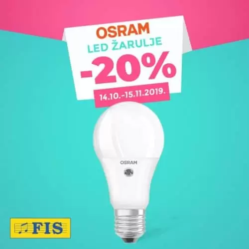 FIS · October 14 · Odlične Osram žarulje po super cijenama su dostupne u svim FIS centrima! Ove žarulje odlikuje dobra kvaliteta, odlične su i za vanjsku i unutarnju rasvjetu i super se 'slažu' s vašim lusterima :) Akcija traje od 14.10. - 15.11.2019., vidimo se u FIS-u