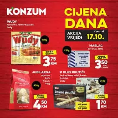 Konzum cijena dana. Super akcije i popusti svaki dan. 