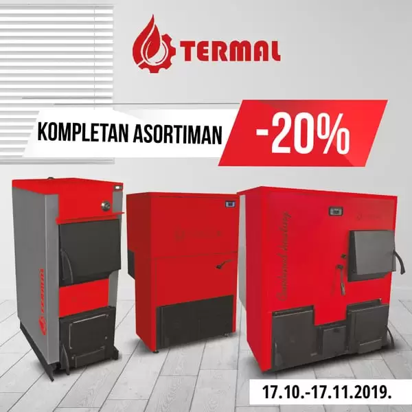 Dragi kupci, imamo odlične vijesti za vas! Da bi vam zima što toplija bila, odučili smo produžiti sniženje od 20% na kompletan Termal asortiman (kamini, peći i kotlovi na pelet i čvrsto gorivo)! Akcija traje do 17.11.2019., stoga još uvijek stignete po super cijenama kupiti odlične Termal peći i kotlove i ovu zimu dočekati bezbrižno u toplom domu!