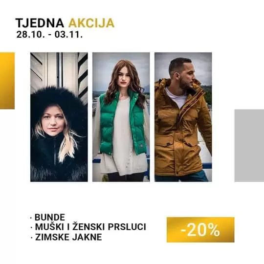Sedmicna akcija u fis-u. muske, zenske jakne i bunde snizene 20%