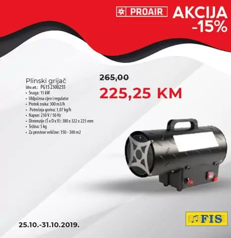 plinski grijac proair. idealan za zimski period i velike prostore.