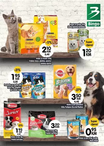U Bingo trgovinama do 19. novembra potražite odlična sniženja na omiljenu hranu Vaših kućnih ljubimaca. Posjetite nas! ??