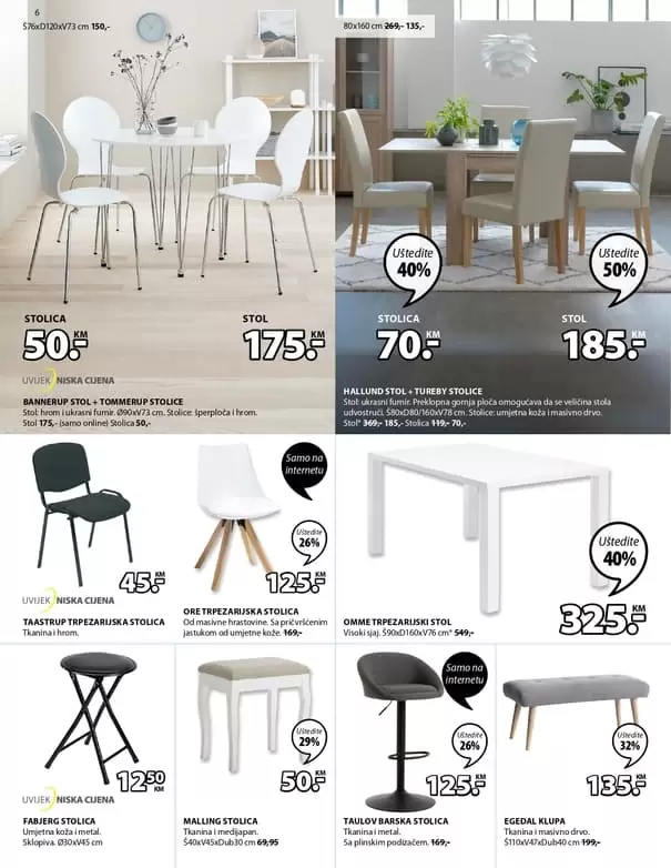 trpezarija i kuhinja. super akcija u jysk akcijskom katalogu